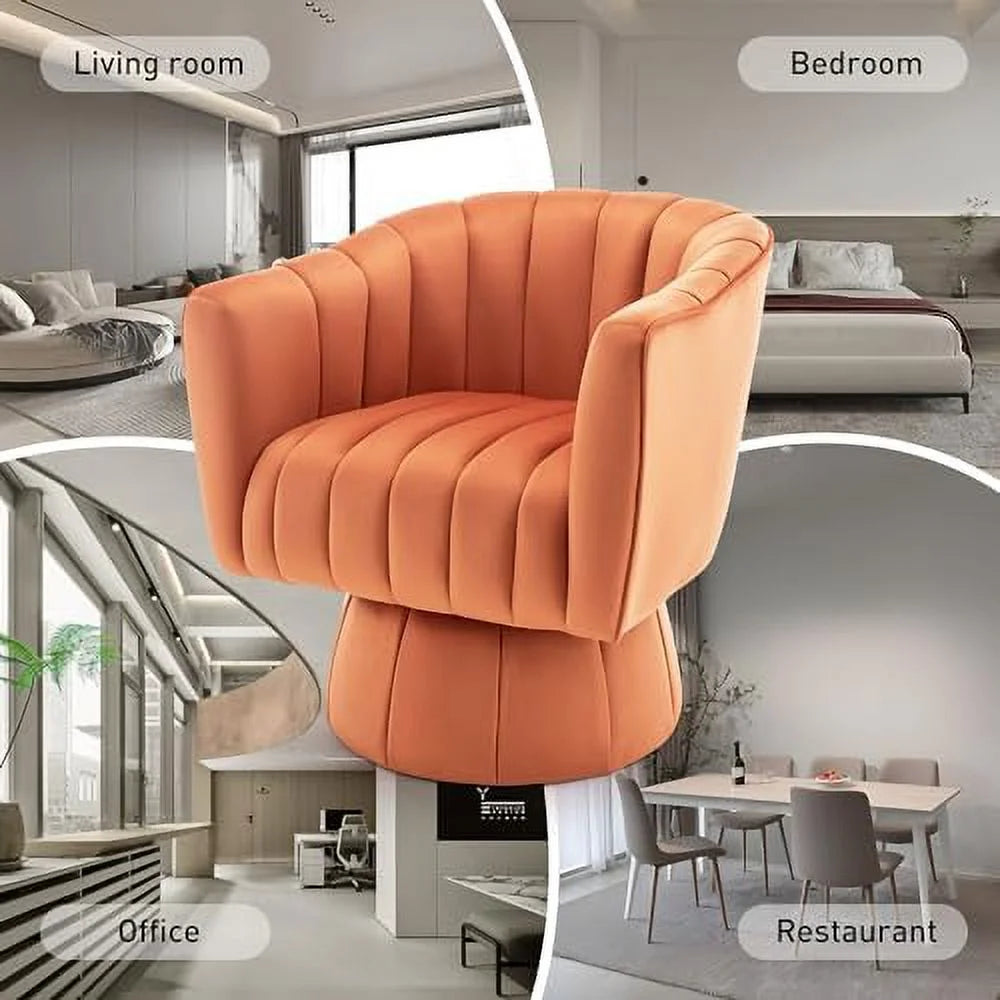 Velvet Swivel Barrel Chair D9075