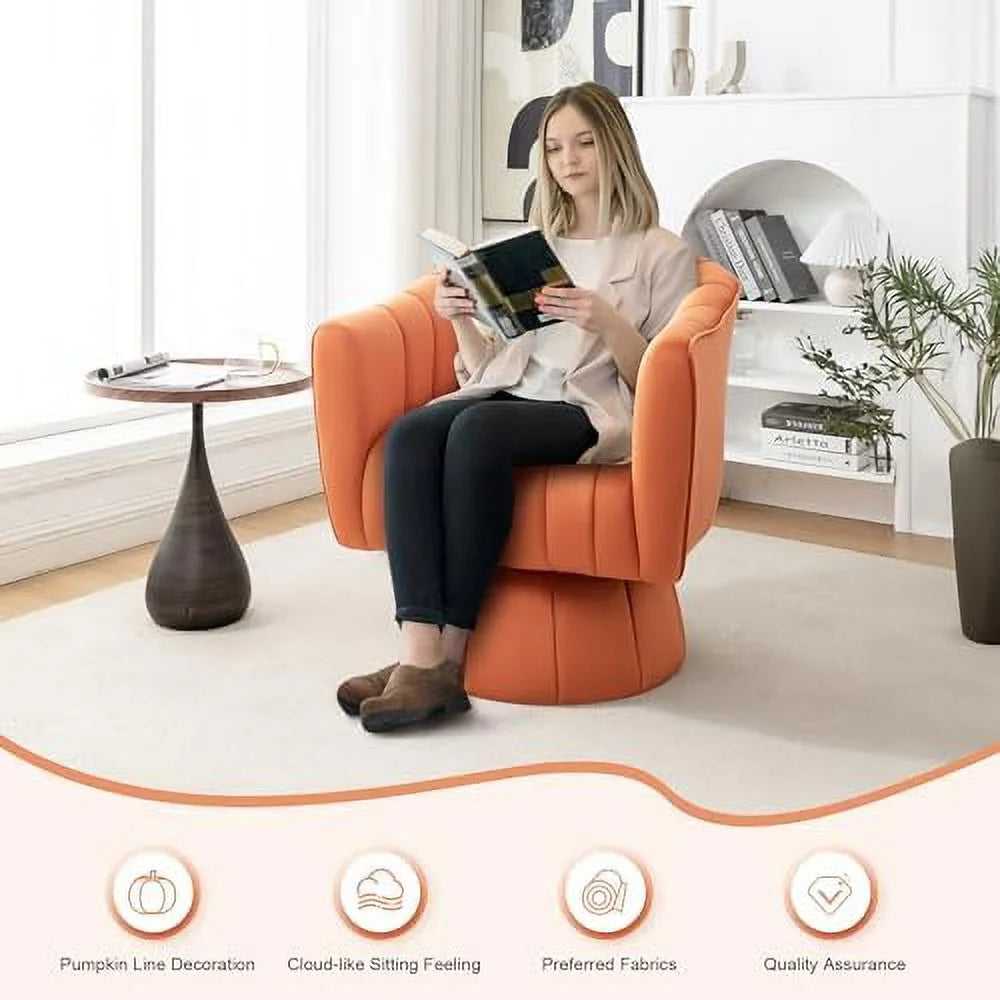 Velvet Swivel Barrel Chair D9075