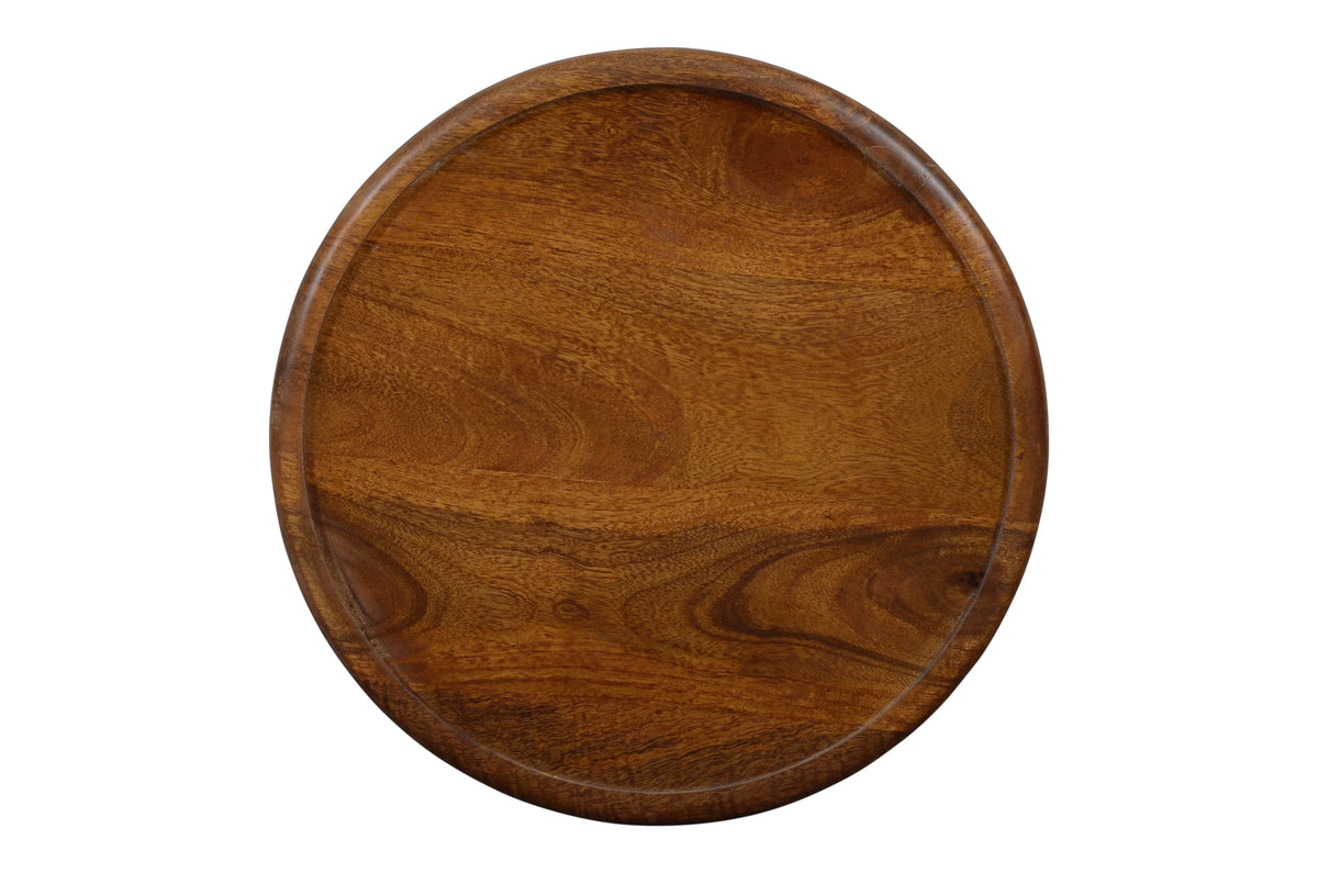 Distressed Hardwood Drum End Table A9672