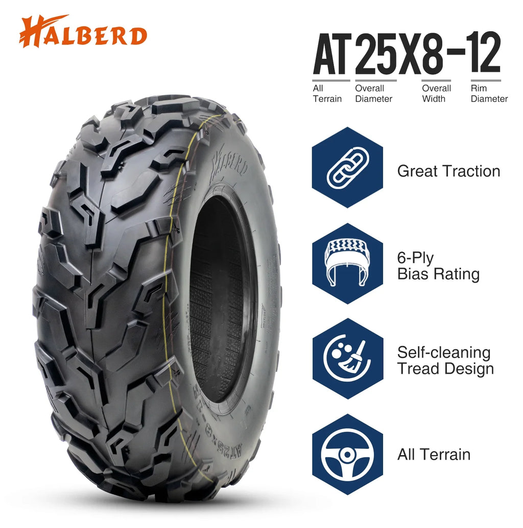 25X8-12 All Terrain Off-Road ATV UTV Tires Set of 2 V188