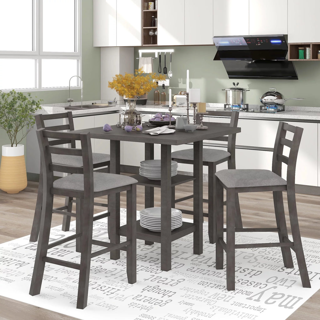 5-Piece Wooden Counter Height Dining Set with Padded Chairs M816685