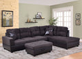 3 PCS L-Shaped Sectional Sofa Set with Storage Ottoman and Pillows D95303
