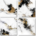 Black and White Gold Abstract Canvas Wall Art 4 Pieces 12x12inch x4pcs T575