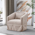 Upholstered Swivel Barrel Chair, Linen Fabric Accent Chair P4281