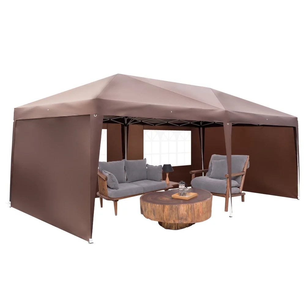 10'x 20' Canopy Pop Up Tent with 4 Sides Carry Bag White D845