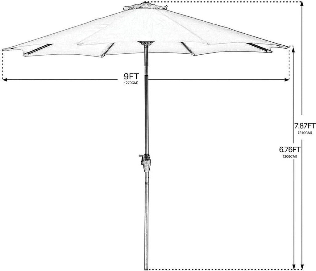 9-Ft Blue Aluminum Patio Umbrella with Tilt & Crank H344