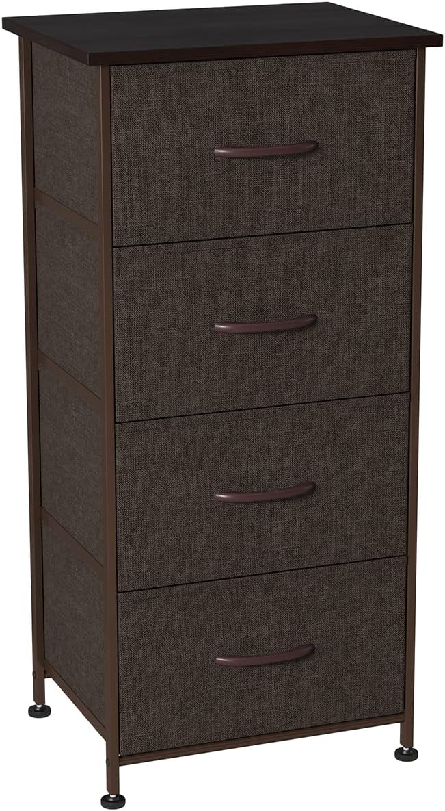 Black/Rustic Brown 4 Drawer Fabric Dresser N352988