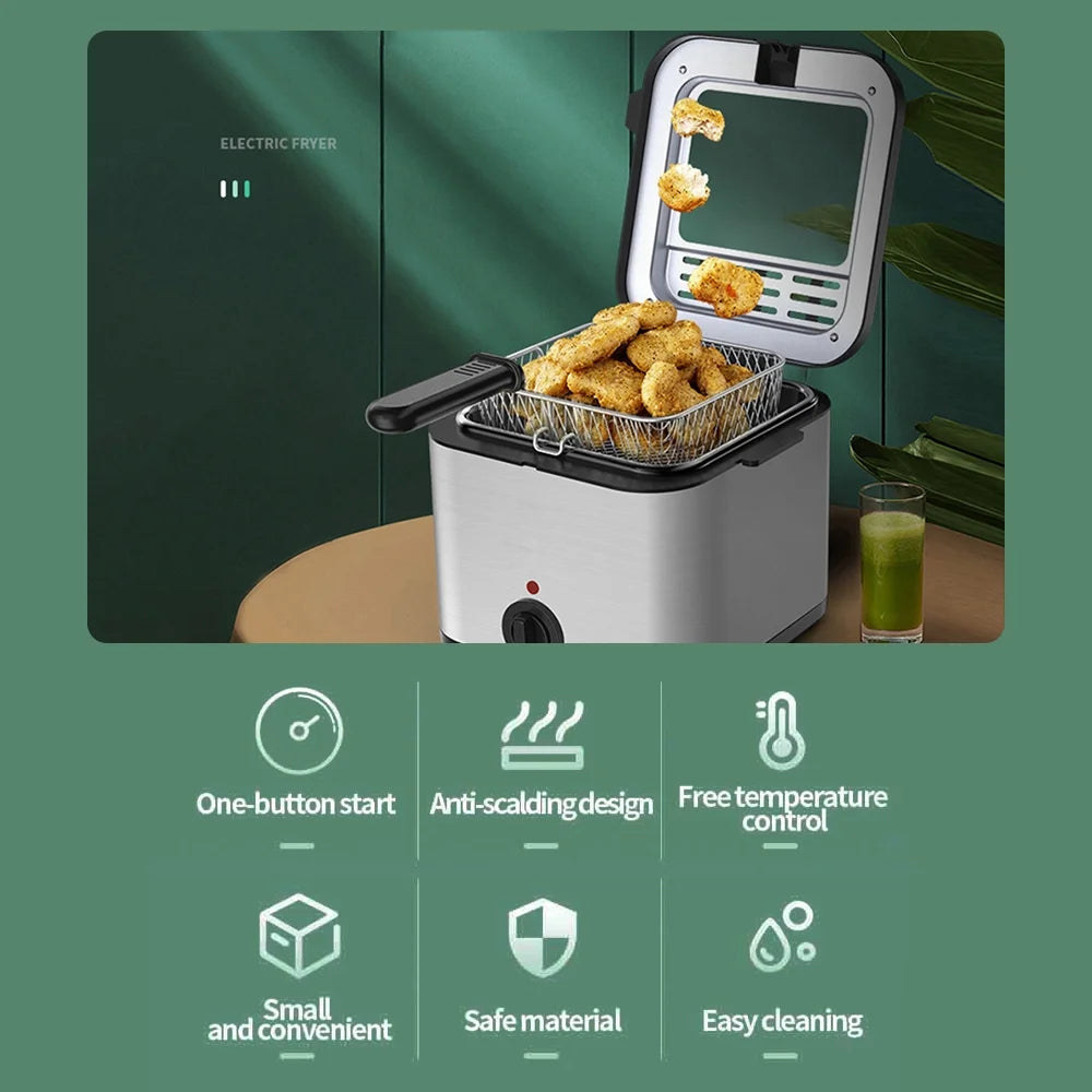 Electric Deep Fryer, Stainless Steel, 2.5 Liter, 1000 Watts P993