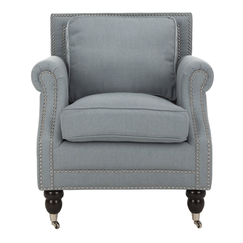 Sky Blue Club Chair with Silver Nail Head O478865