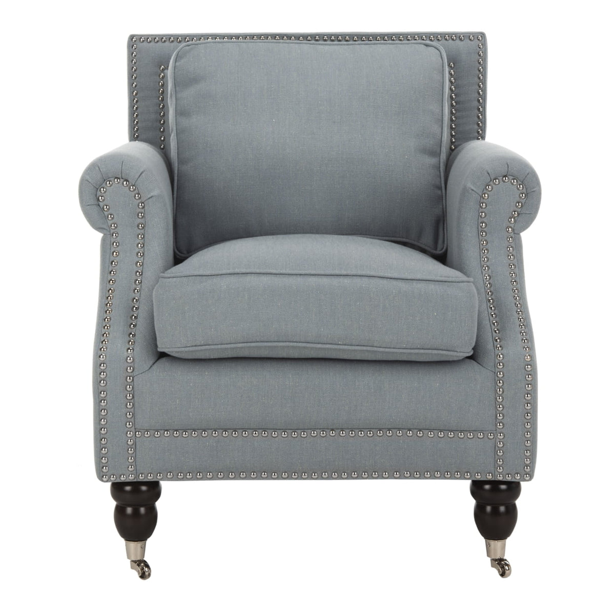 Sky Blue Club Chair with Silver Nail Head O478865
