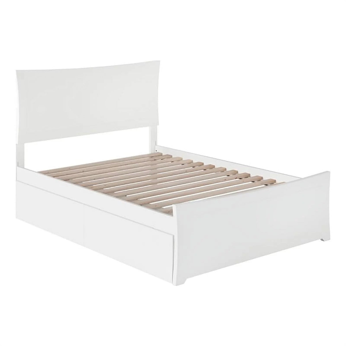 Modern Solid Wood Full Storage Platform Bed in White W446