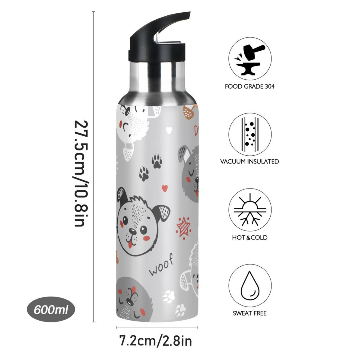 Insulated Stainless Steel Water Bottle with Straw Lid 20 oz R63634