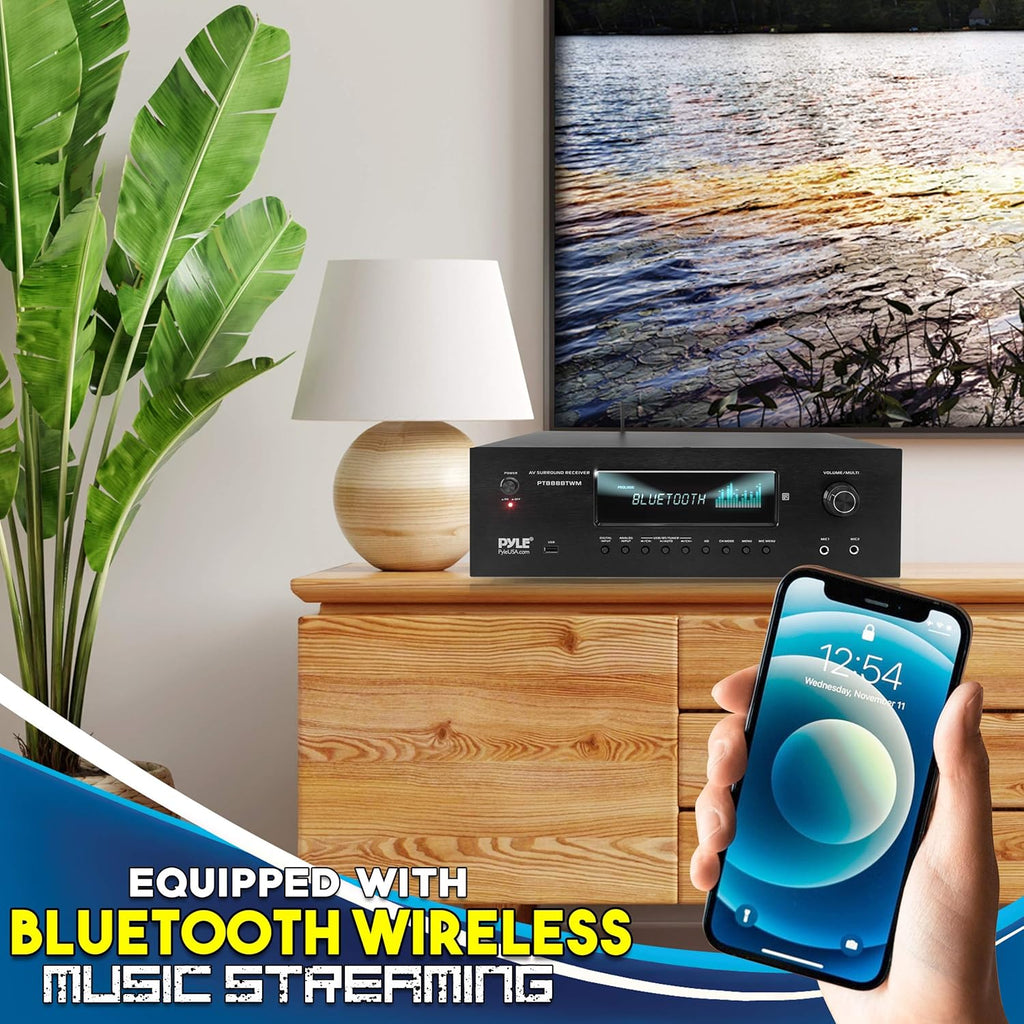 1000W Bluetooth Stereo Amplifier with 2 UHF Wireless Microphone R8173