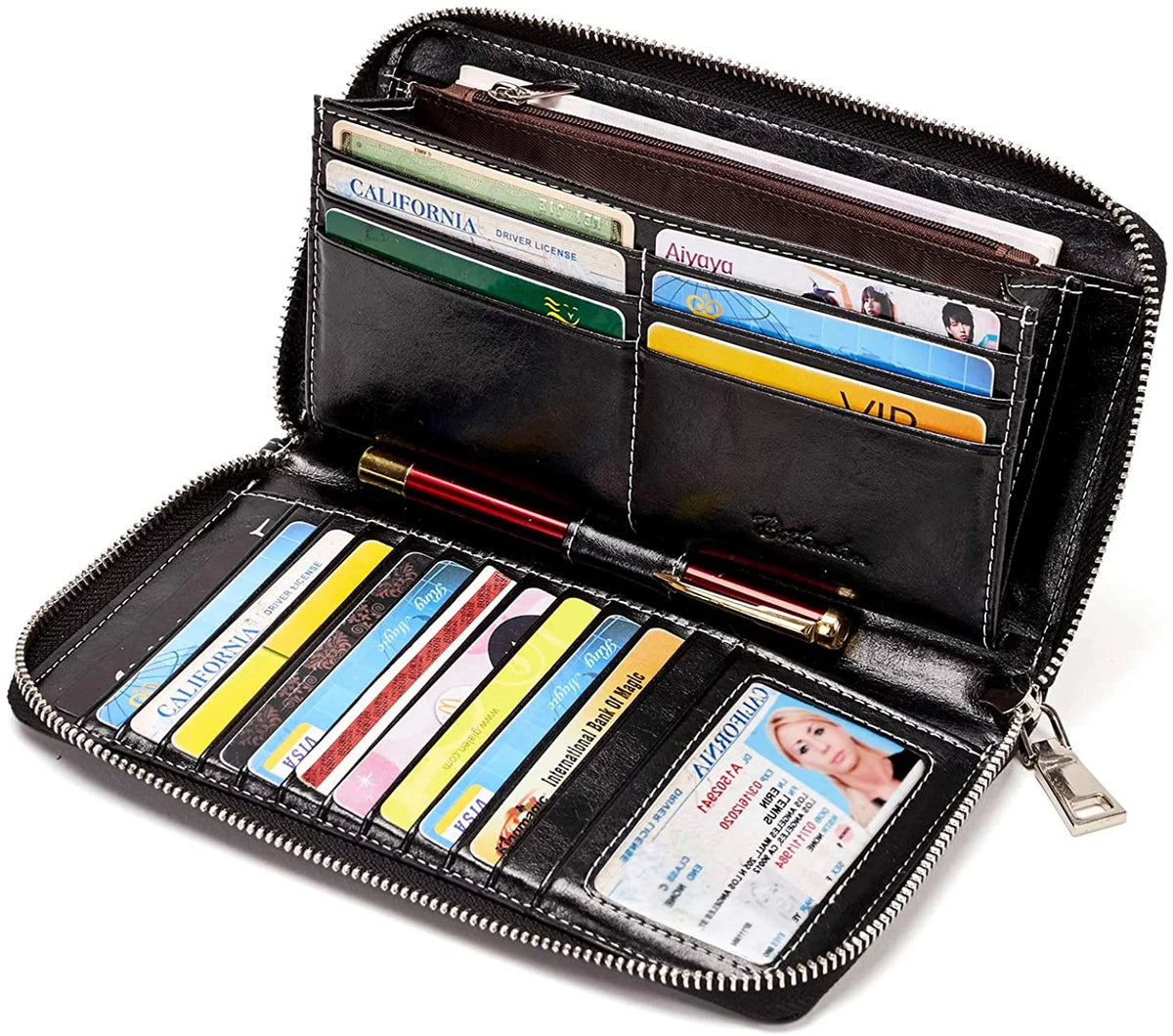 Leather RFID Blocking Zip Around Wallet H677113