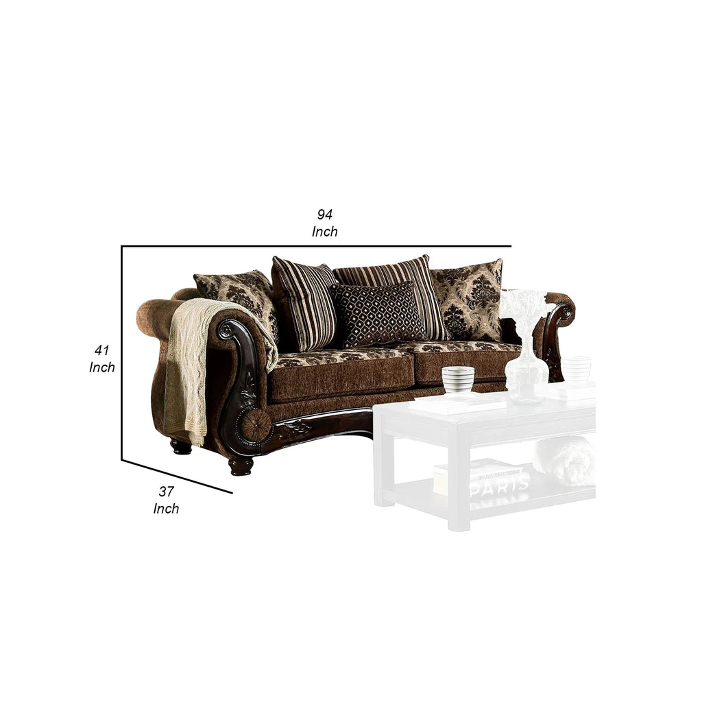Brown Sofa with Rolled Arms R21351