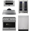 36 Electric Range, Range Hood, Dishwasher, Microwave and Wine Cooler E47933