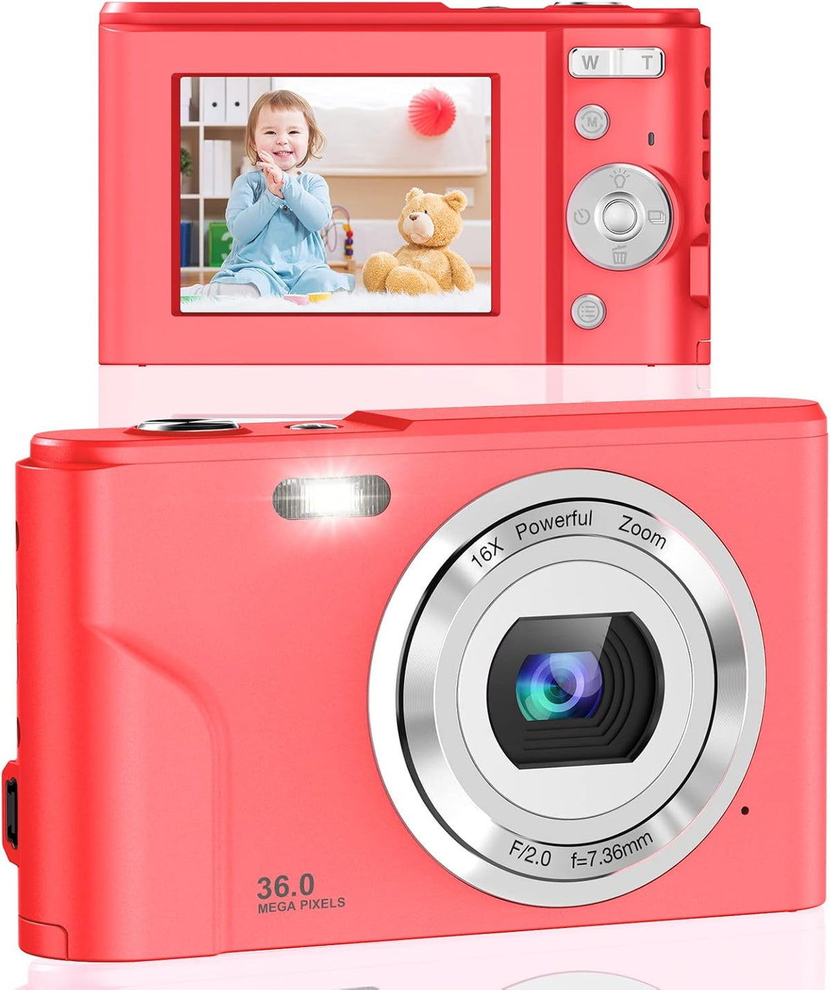 1080P Mini Kid Camera 36MP Rechargeable Point and Shoot Camera Pack of 2 V71228
