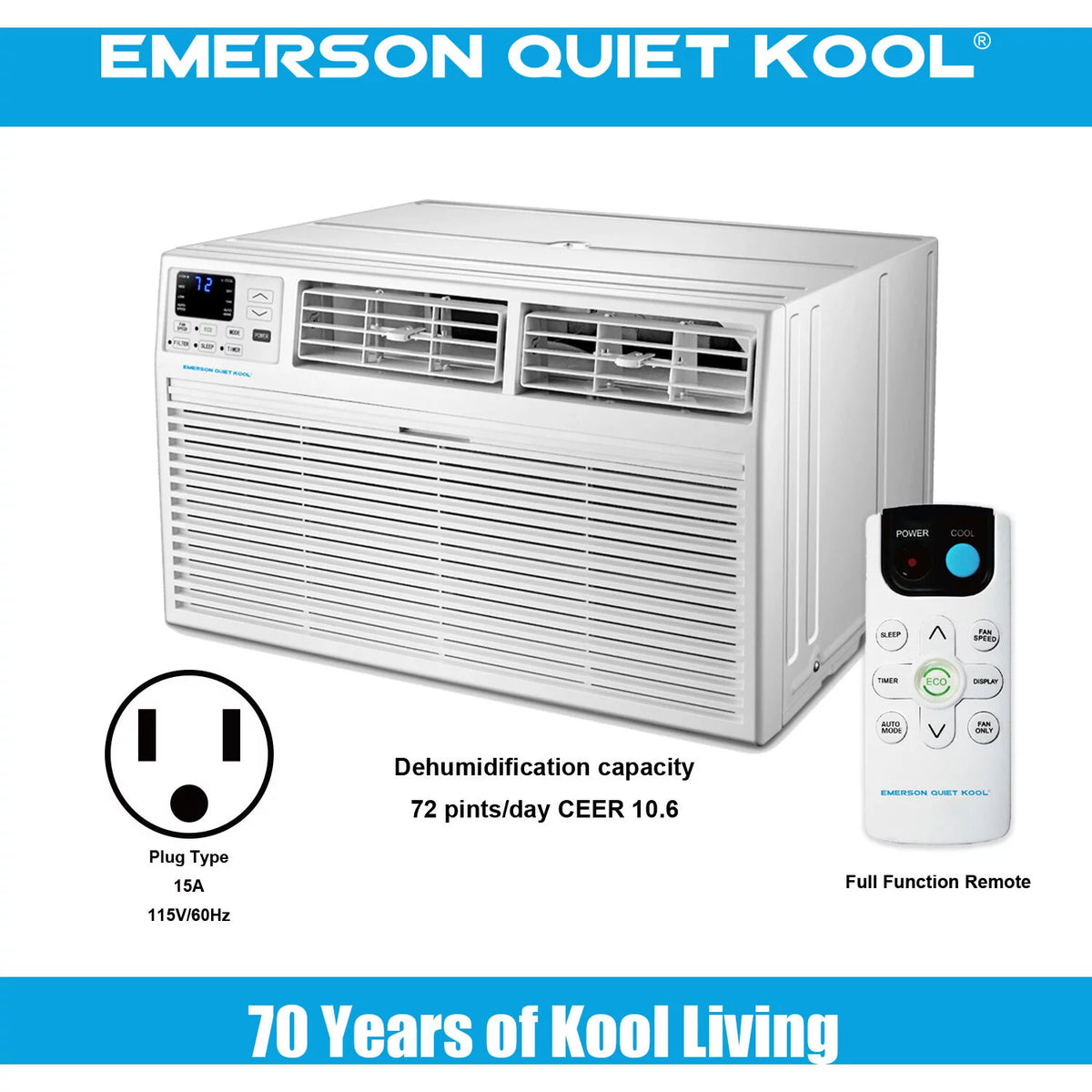 12,000 BTU 115-Volt Through-the-Wall Air Conditioner with Remote, White F292032