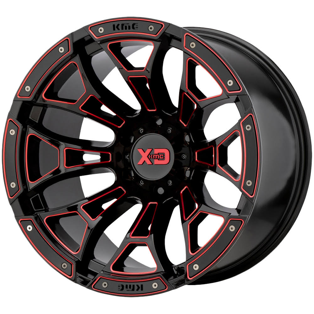 Gloss Black Milled Red Tint 20x10 8x6.5 Wheel B9835