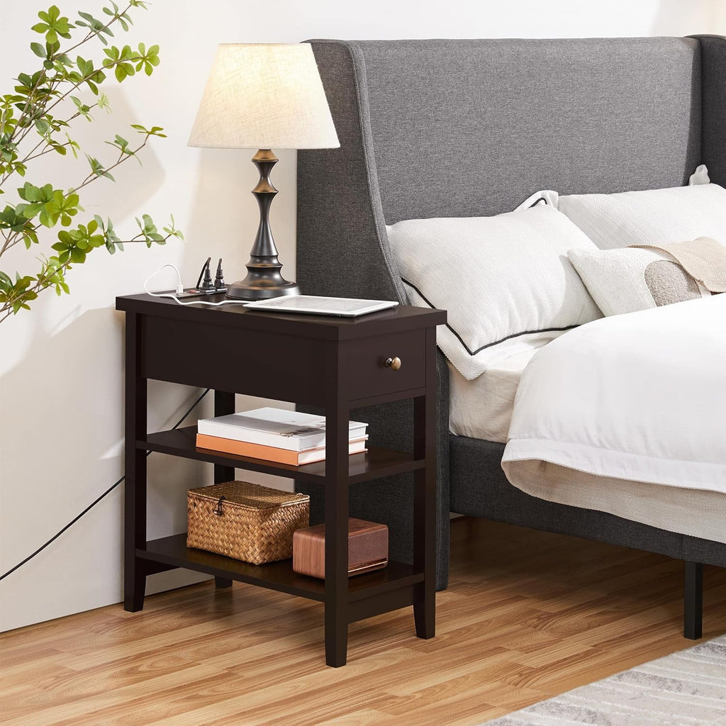 Espresso Narrow Nightstand with Charging Station I803563