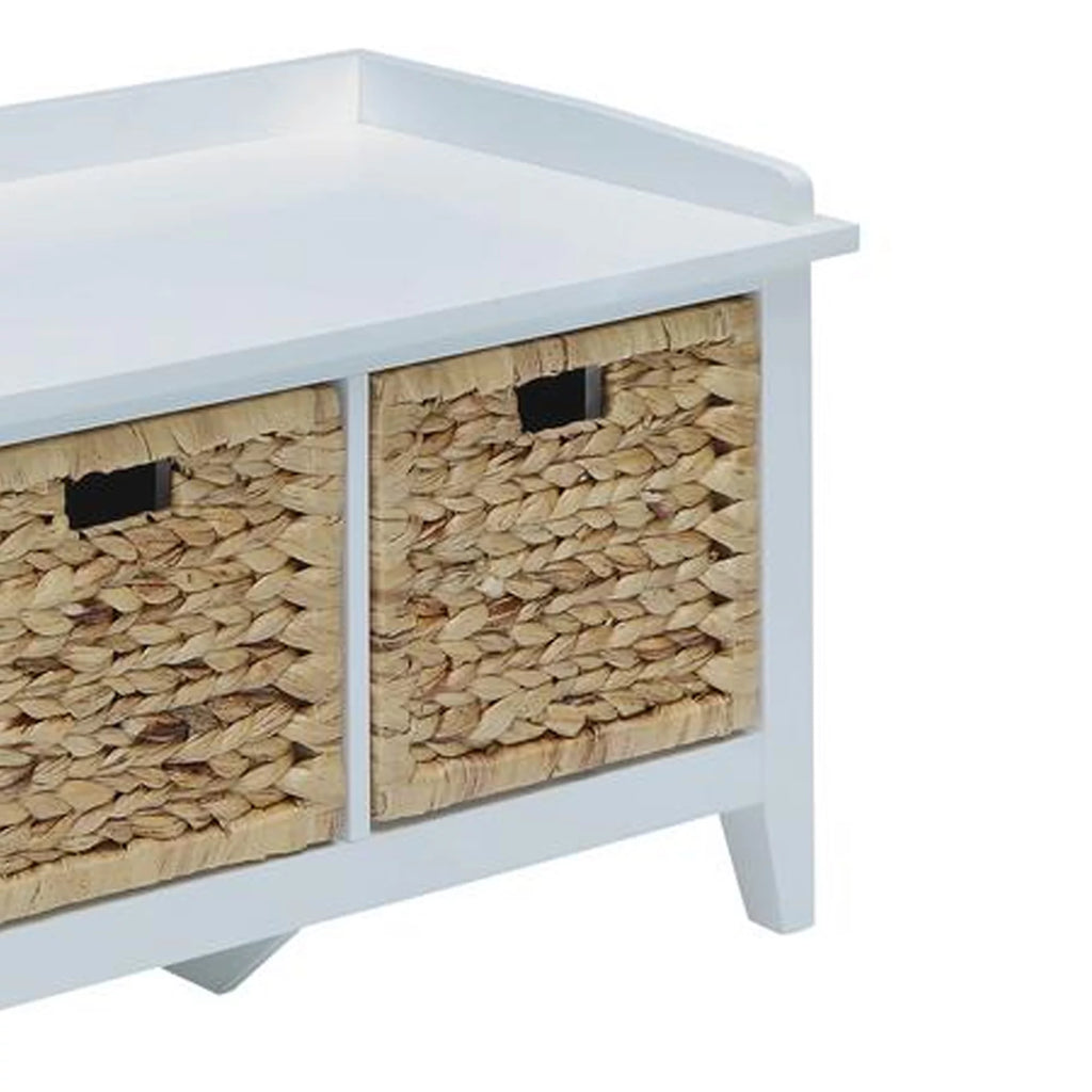 White Rectangular Wooden Storage Bench T832