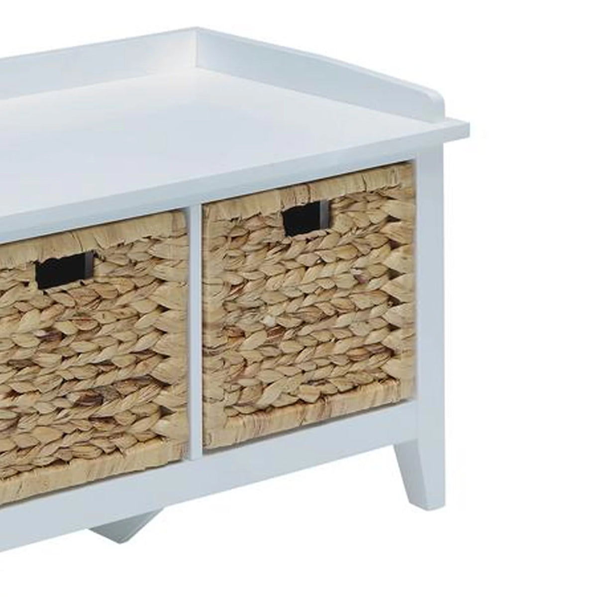White Rectangular Wooden Storage Bench T832