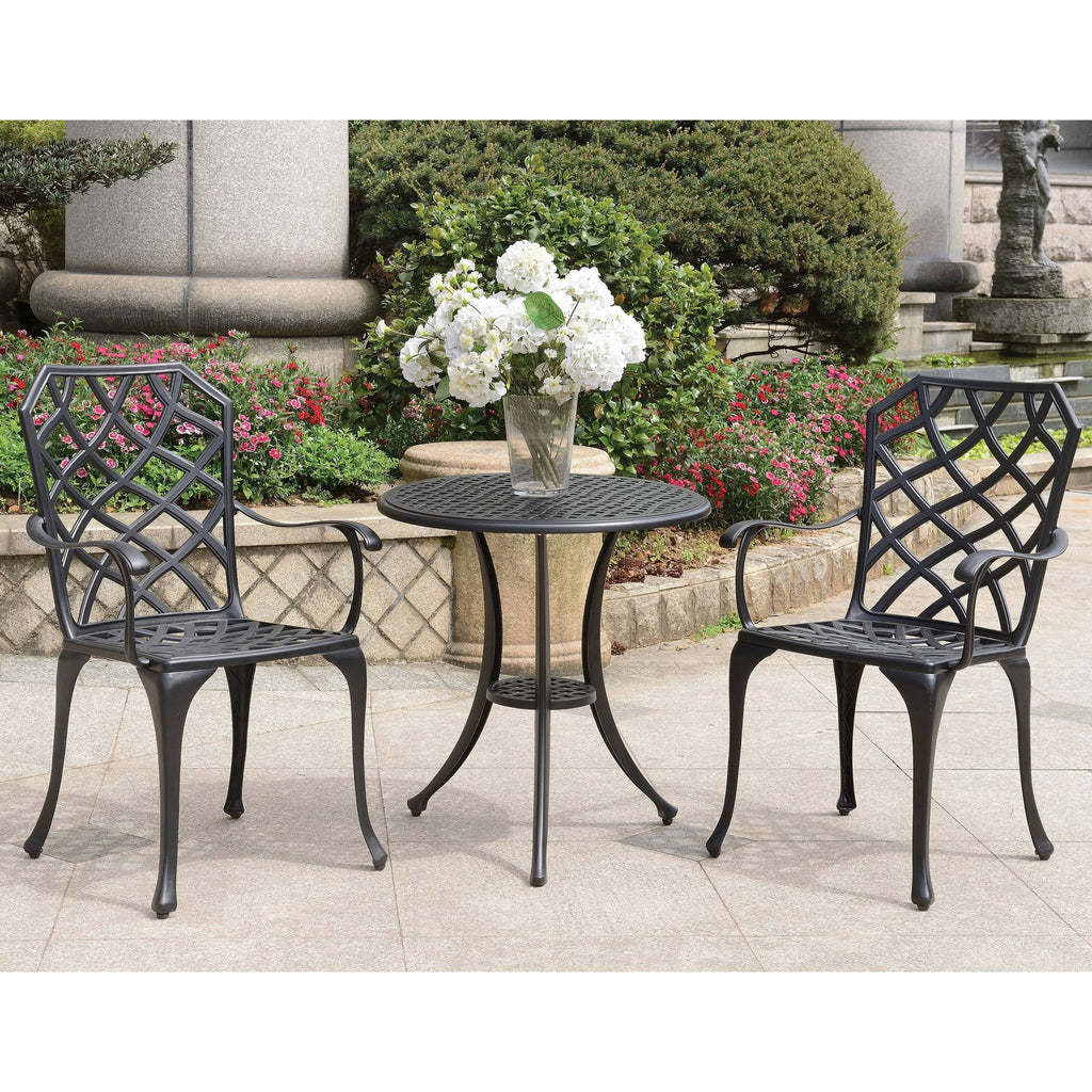 Black 3-Piece Aluminum Bistro Table Set A820650