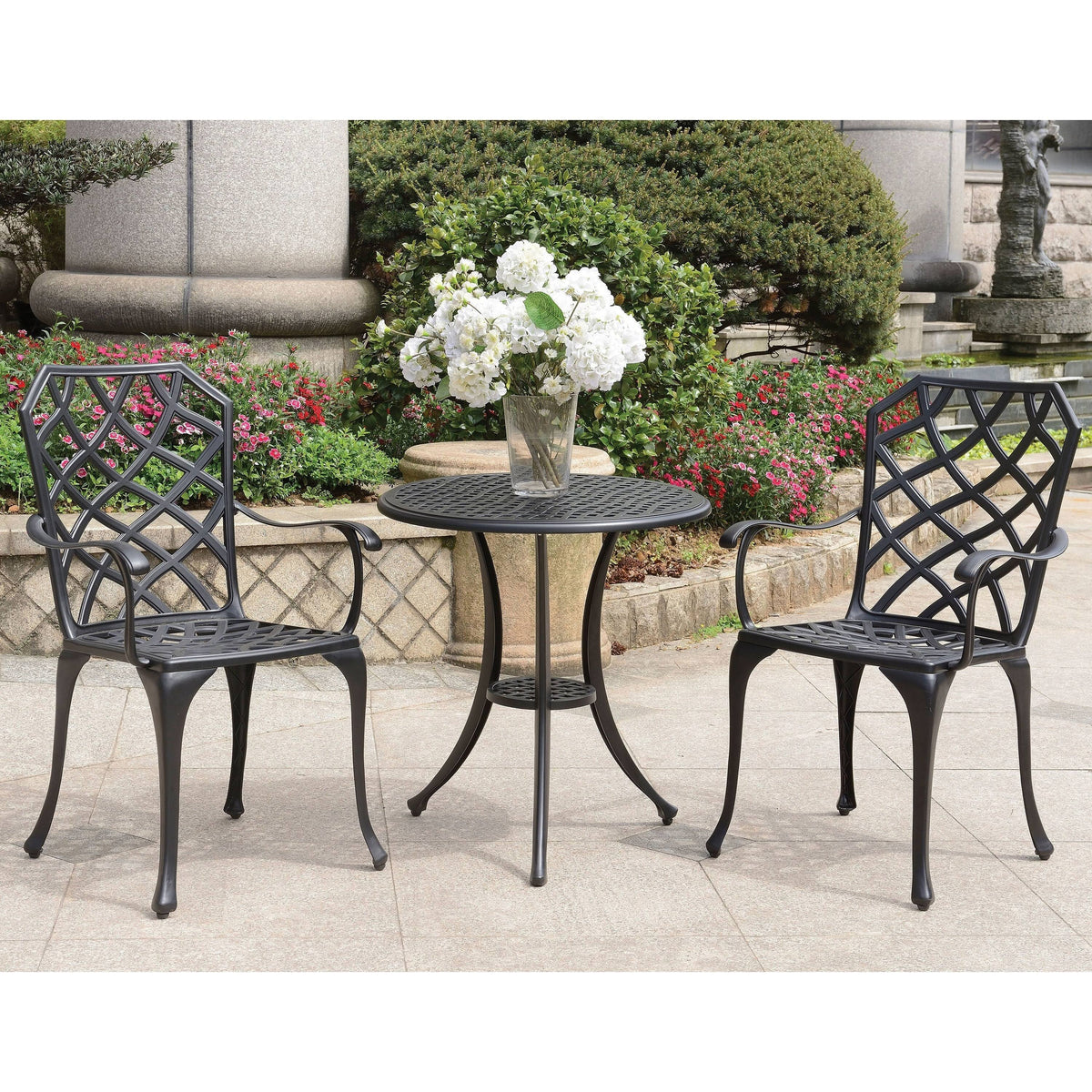 Black 3-Piece Aluminum Bistro Table Set A820650