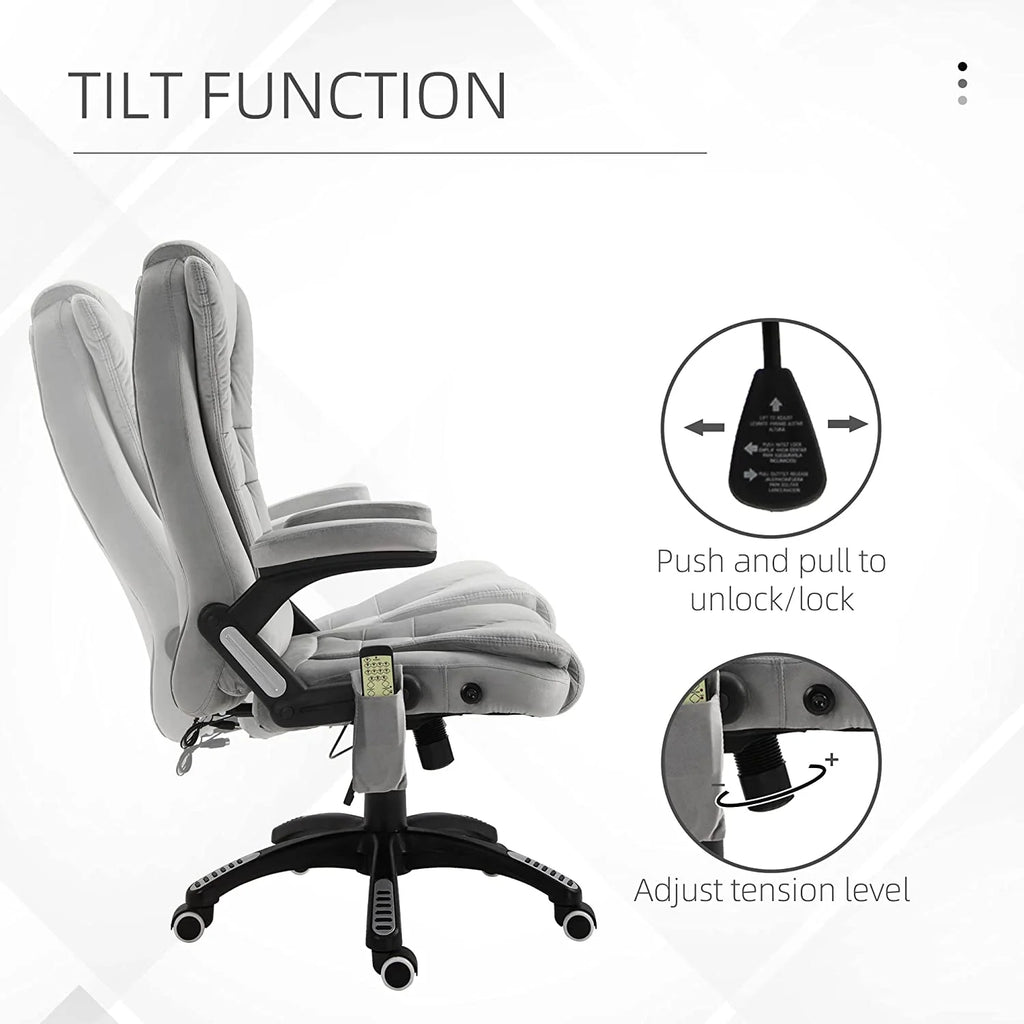 Gray Velvet Reclining Office Chair Y8258