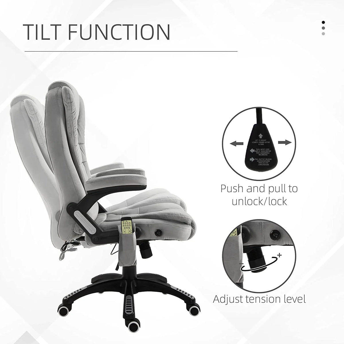 Gray Velvet Reclining Office Chair Y8258