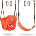 Orange-Red High Back Toddler Swing with Adjustable Rope E554