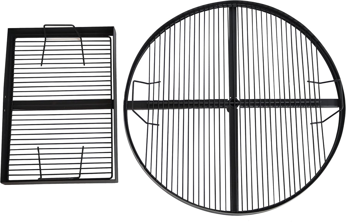 Dual Campfire Steel Cooking Grill Grate Swivel System with Stand A6153