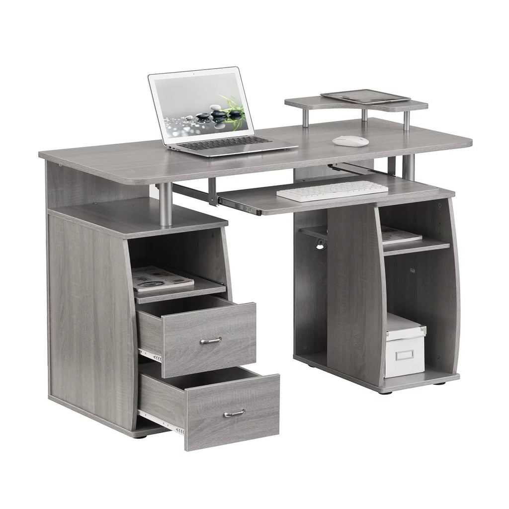 Grey Computer Workstation Desk with Storage F77456