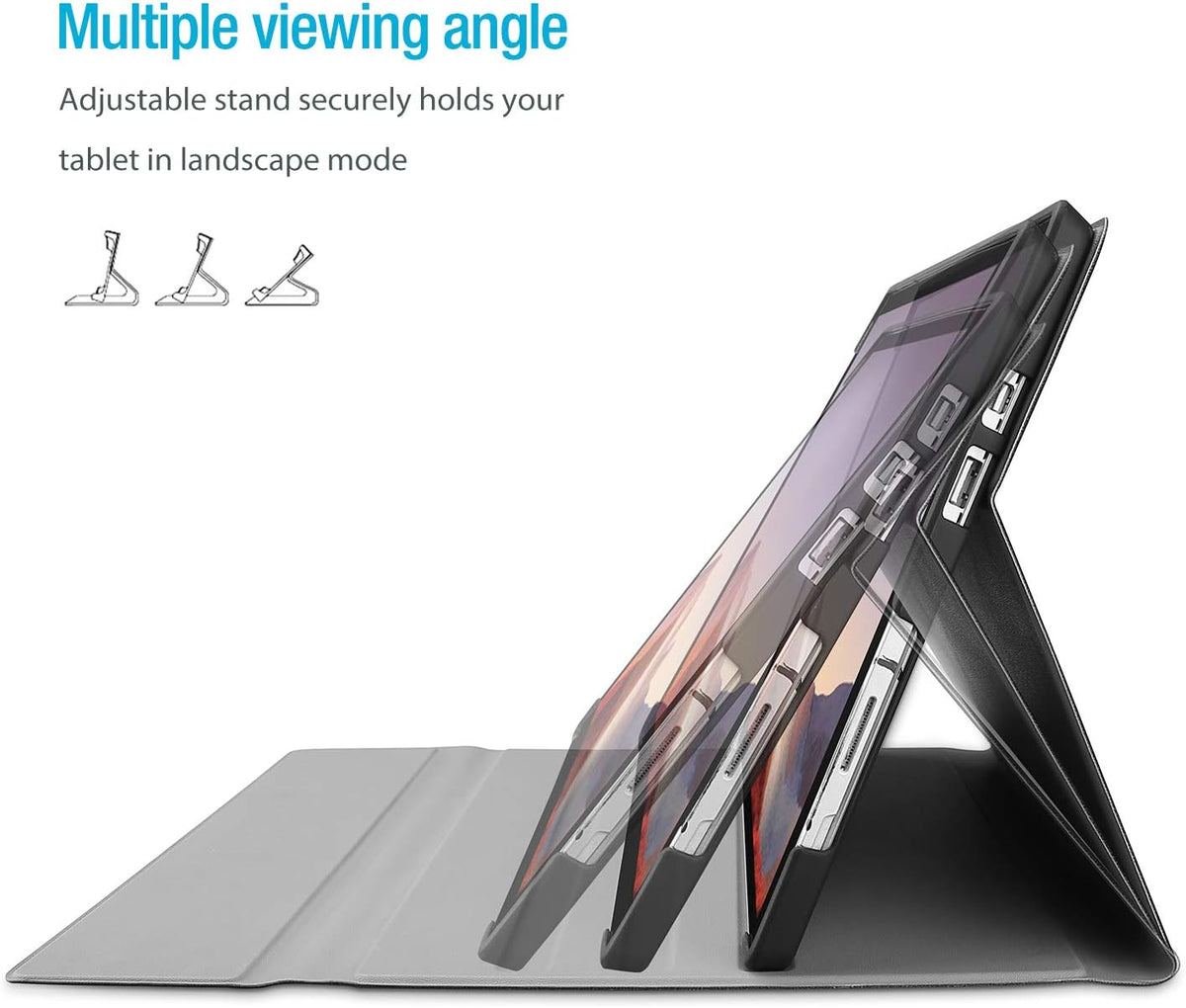 Keyboard Case with Wireless Keyboard for Tablet, Black Pack of 2 V739278