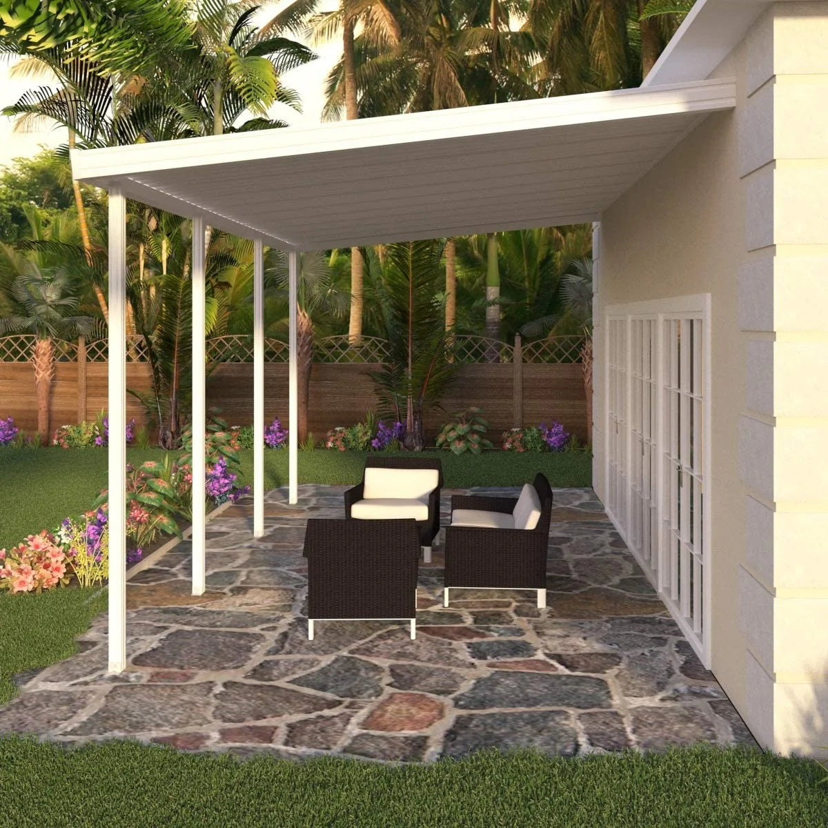 White Aluminum Patio Cover with 4 Posts J229