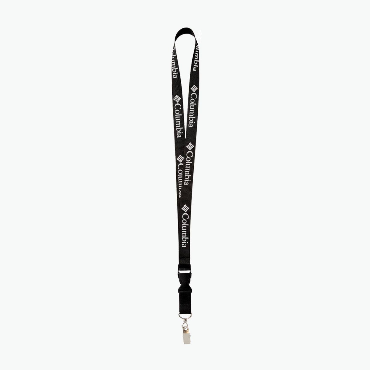 Black Polyester Lanyard with Buckle Release and Swivel Bulldog Clip R7297