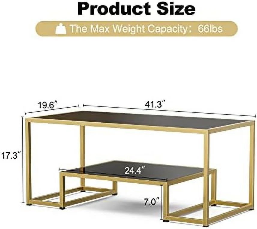 Gold 2-Tier Faux Marble End Table R7014