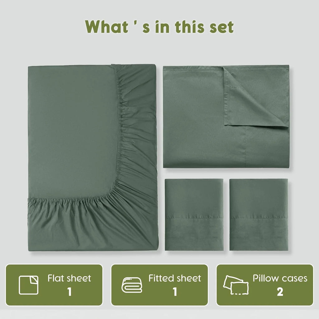 King Size 4 PC Cotton Sateen Weave Bed Sheet Set with Deep Pocket U752
