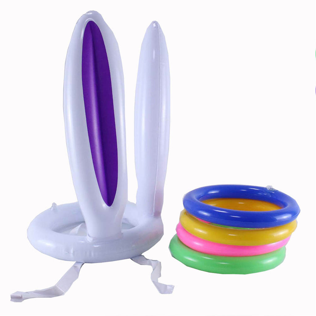Easter Inflatable Bunny Ear Ring Toss Game Kit with Handheld Pump T51931