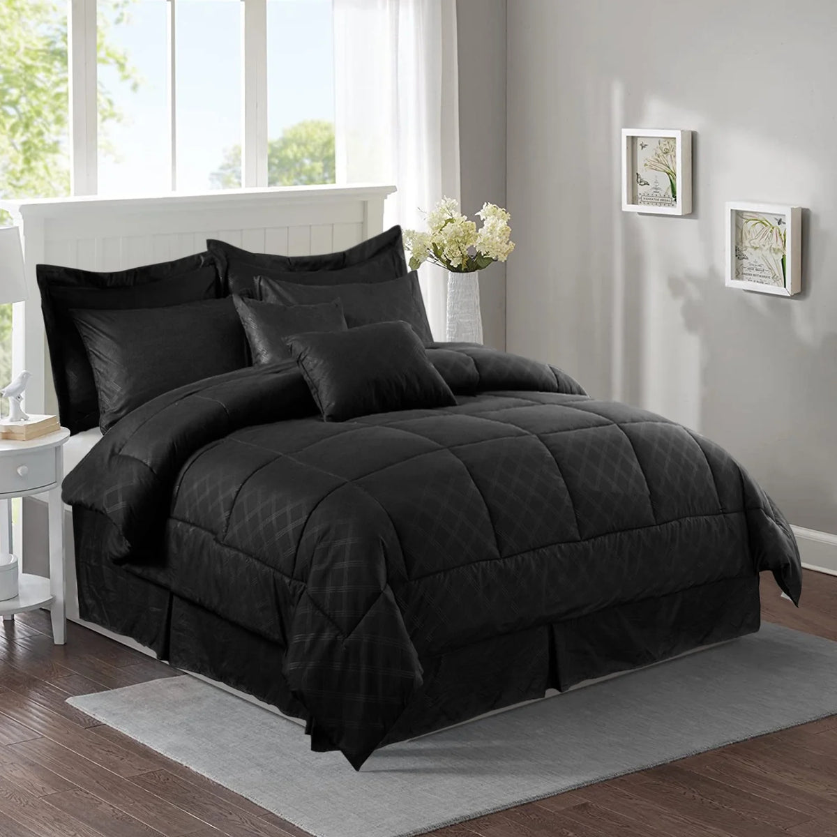 10 Piece Black King Bed in a Bag Comforter Set Q311706