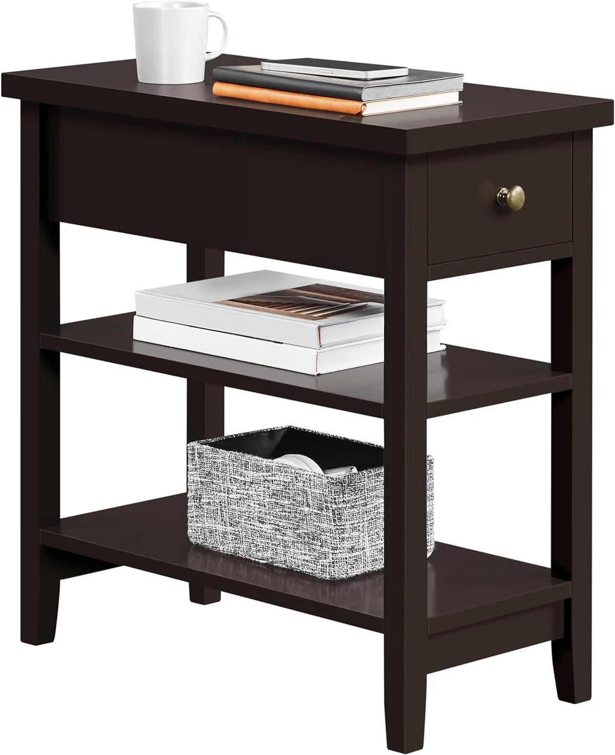 Espresso Narrow Nightstand with Charging Station I803563