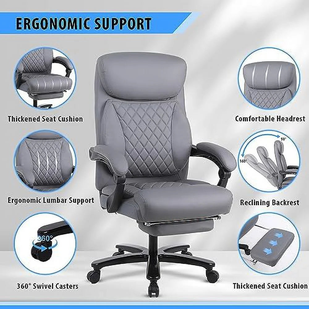 160° Reclining Oversized Ergonomic Office Chair with Footrest U740