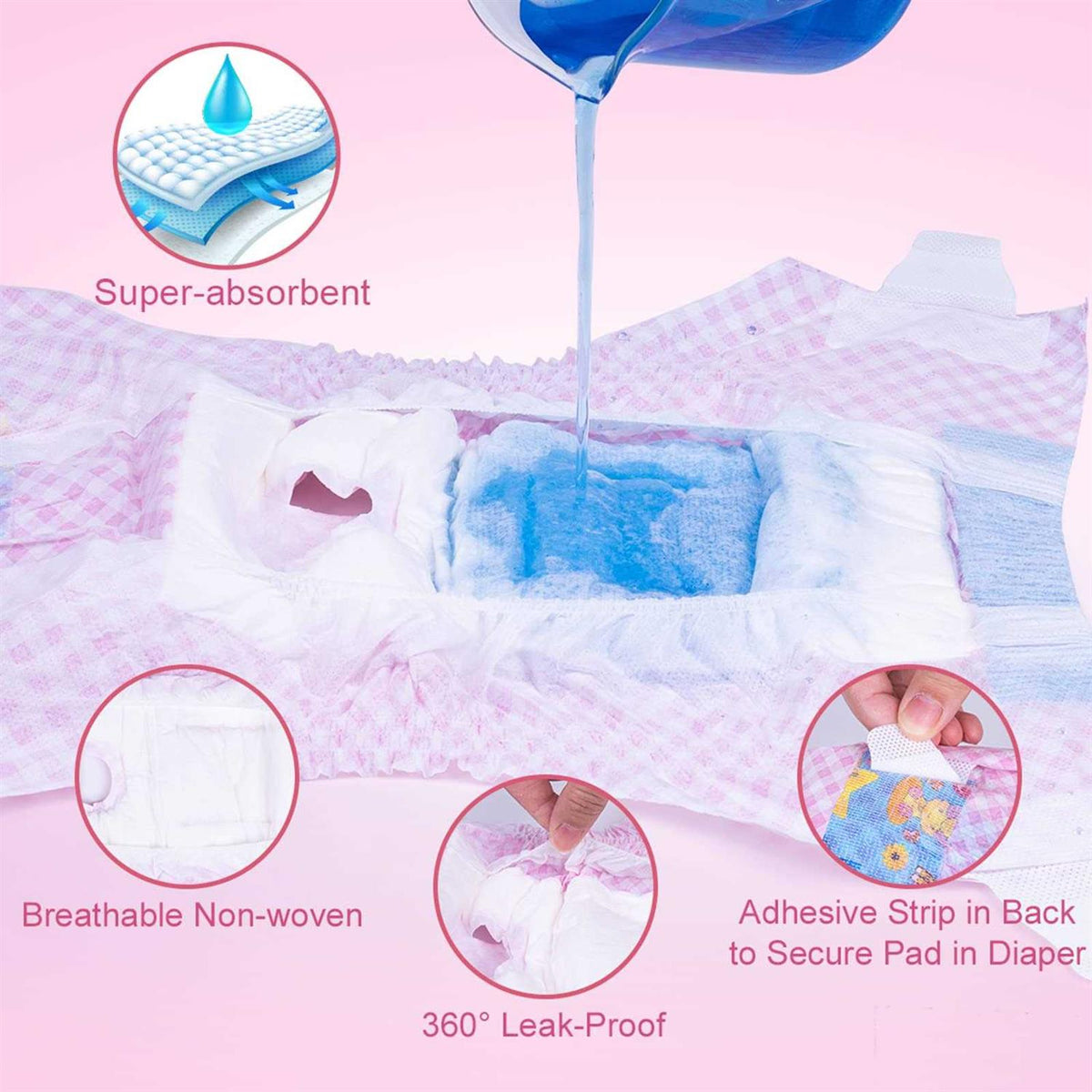 Disposable Female Dog Diapers with Adjustable Elastic Waistline W957032