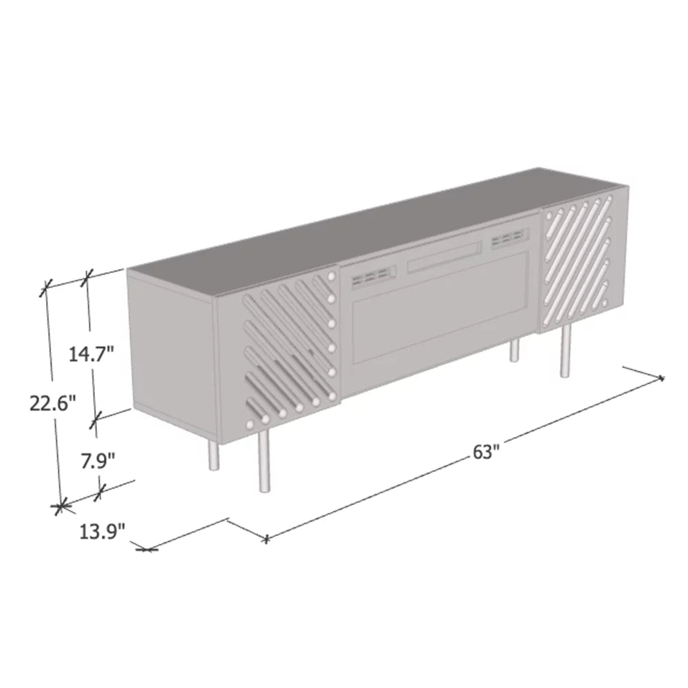 63" High Gloss Fireplace TV Stand with Storage Cabinets and LED Lights K7343