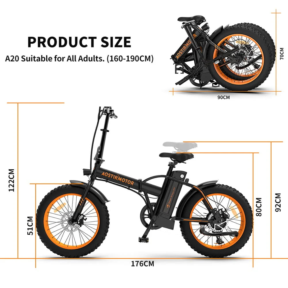Folding Electric Bicycle 500W 20 Fat Tire 36V 13Ah H179