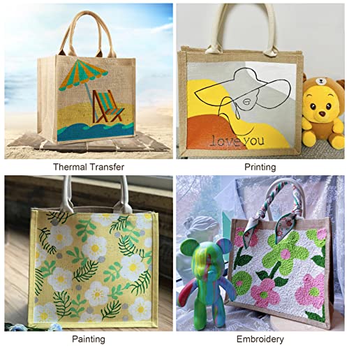 8 Pcs Burlap Tote Bags with Ribbon Y957351