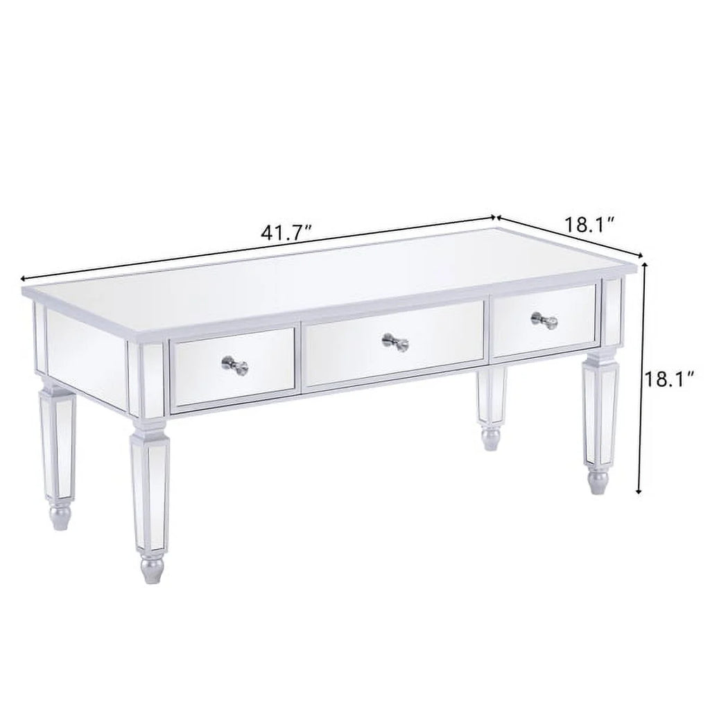 Mirrored Coffee Table with 3 Drawers L31975