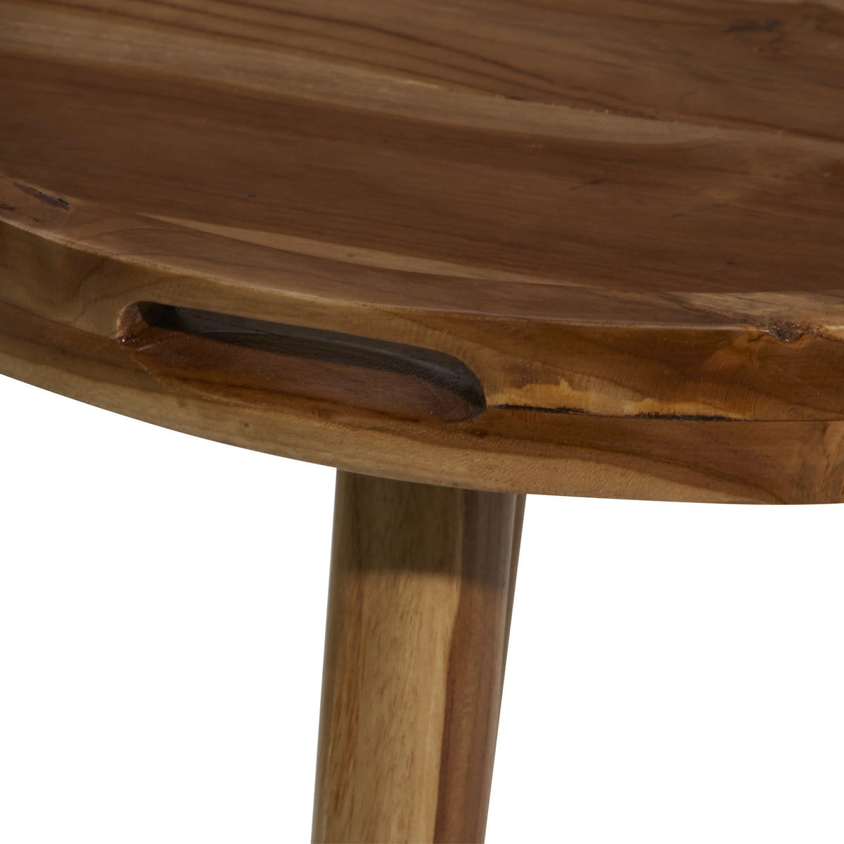 24" x 24" Brown Teak Wood Accent Table with Tripod Legs X94952