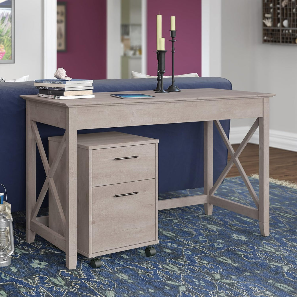48W Writing Desk with 2 Drawer Mobile File Cabinet in Bing Cherry O12829